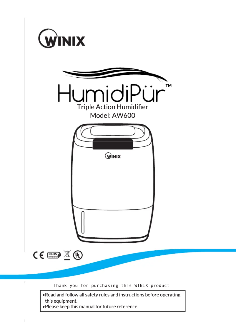 Page n°1 - Manuel utilisateur Winix AW600