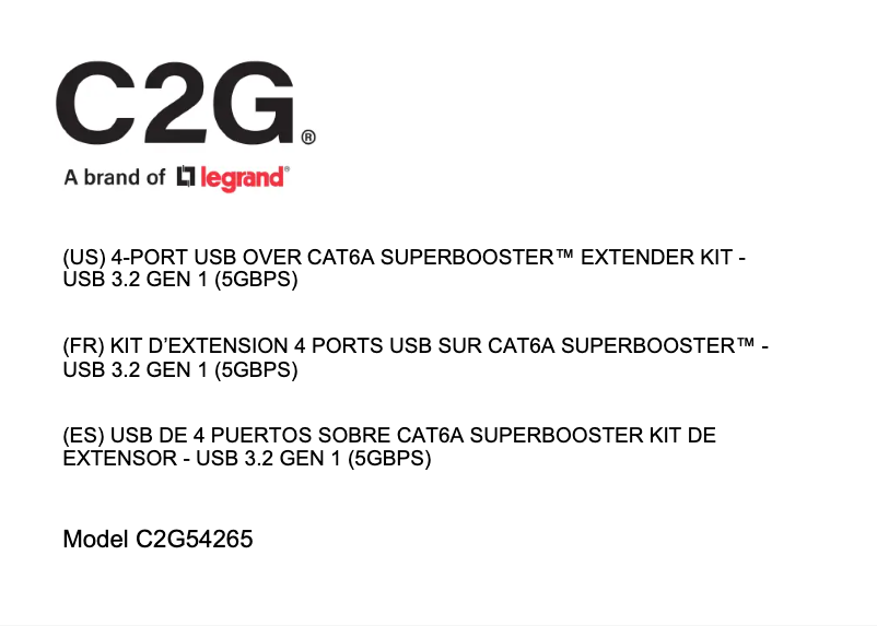 Page 1 de la notice Manuel utilisateur C2G C2G54265