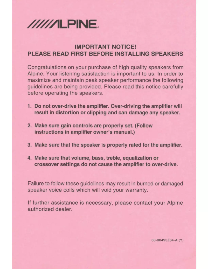 Página 1 del manual Manual de usuario Alpine S2-S69C