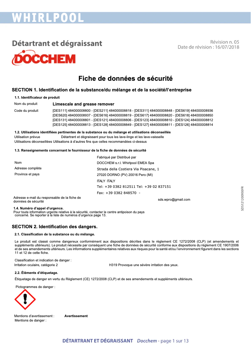 Page 1 de la notice Manuel utilisateur Bauknecht DES616