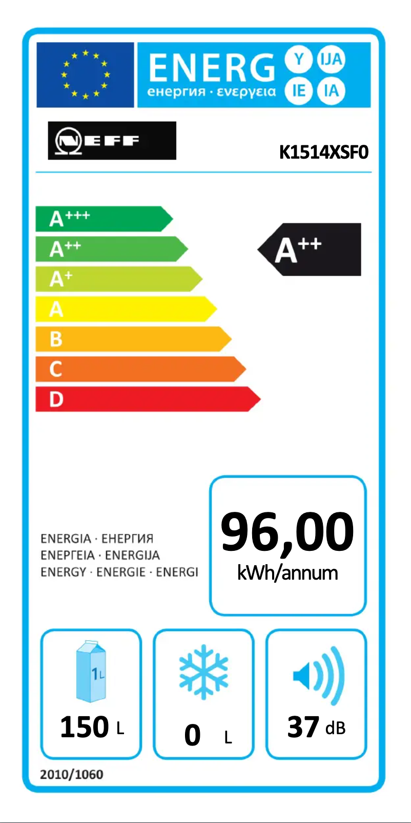 Page n°1 - Label énergétique Neff K1514XSF0