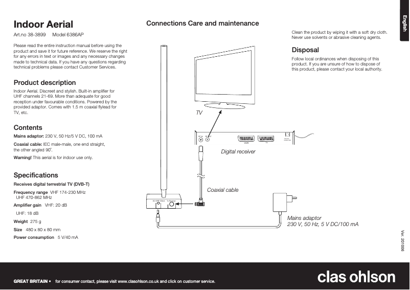 Page 1 de la notice Manuel utilisateur Clas Ohlson 6386AP