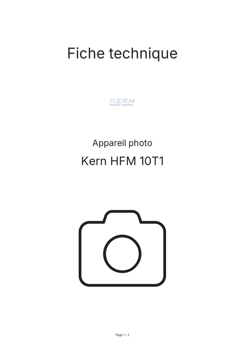 Page n°1 - Fiche technique Kern HFM 10T1