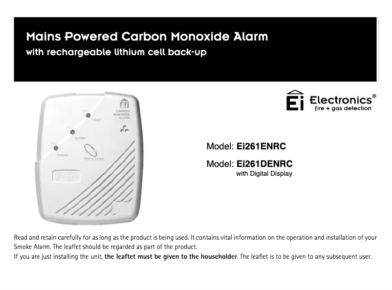 Imagen de la primera página del manual del dispositivo Ei261DEN