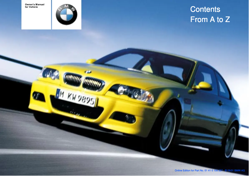 Page 1 de la notice Manuel utilisateur BMW M3 Coupe (2002)