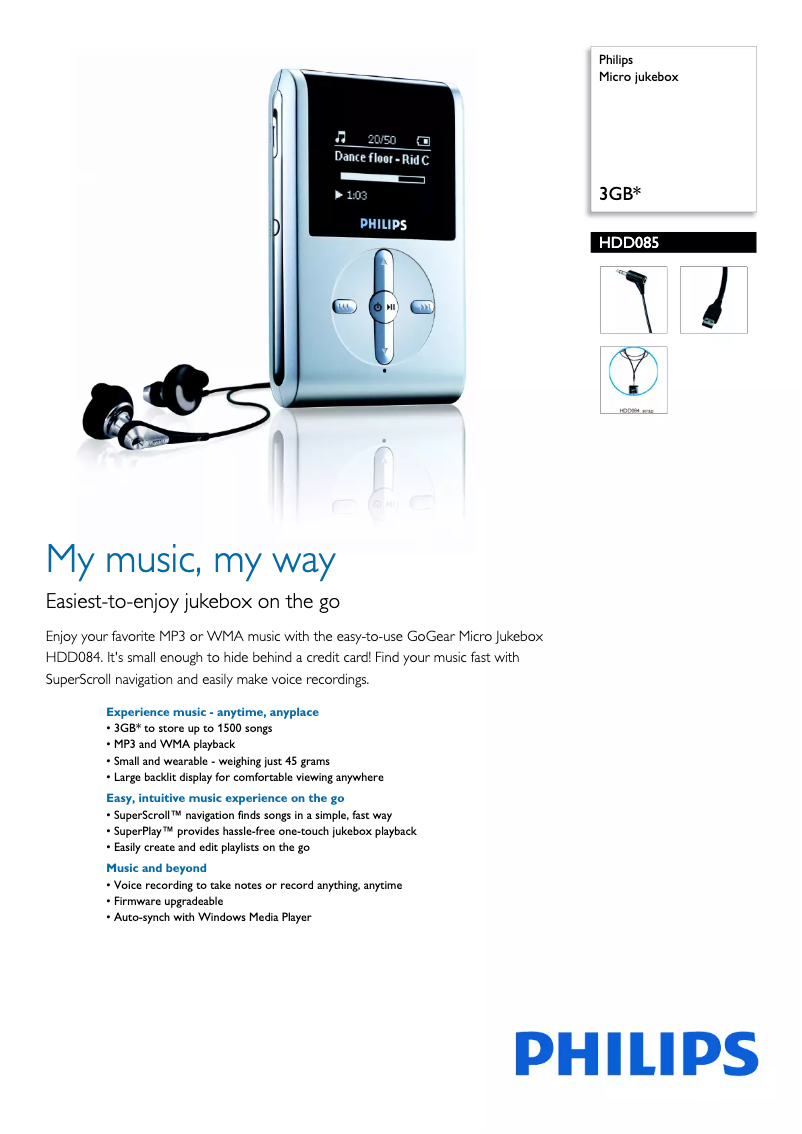 Page n°1 - Brochure Philips GoGear HDD085