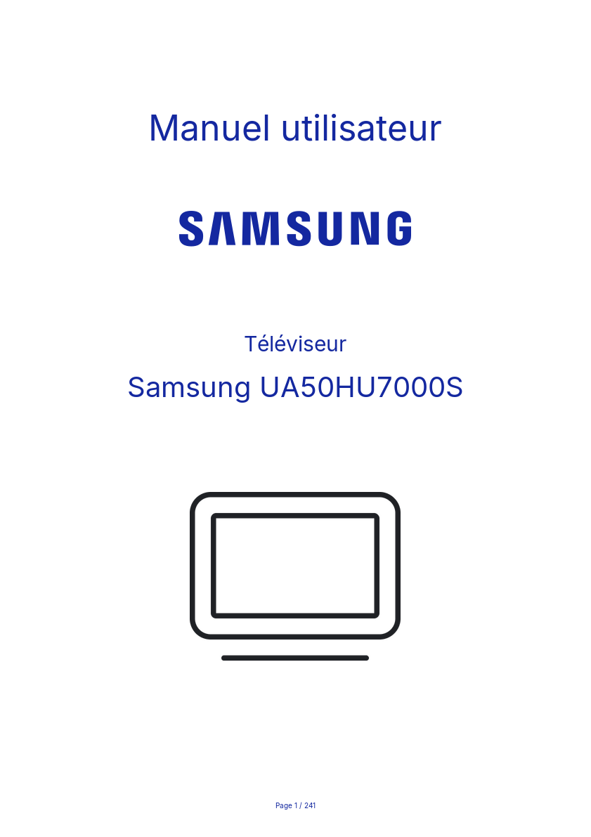 Page 1 de la notice Manuel utilisateur Samsung UA50HU7000S