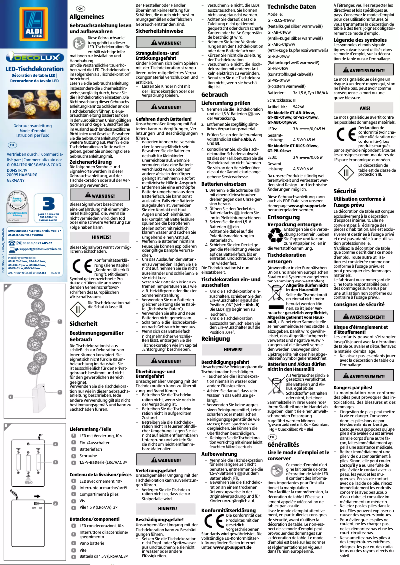 Page 1 de la notice Manuel utilisateur Oecolux GT-WS-01ww