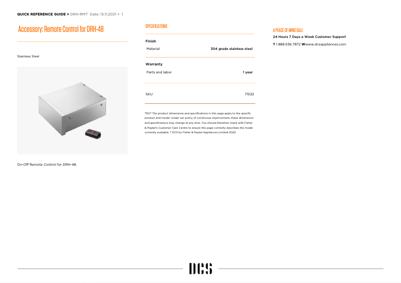 Page 1 de la notice Manuel utilisateur DCS DRH-48