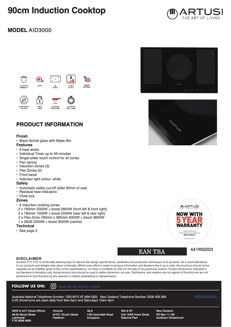 Page 1 de la notice Fiche technique Artusi AID3000