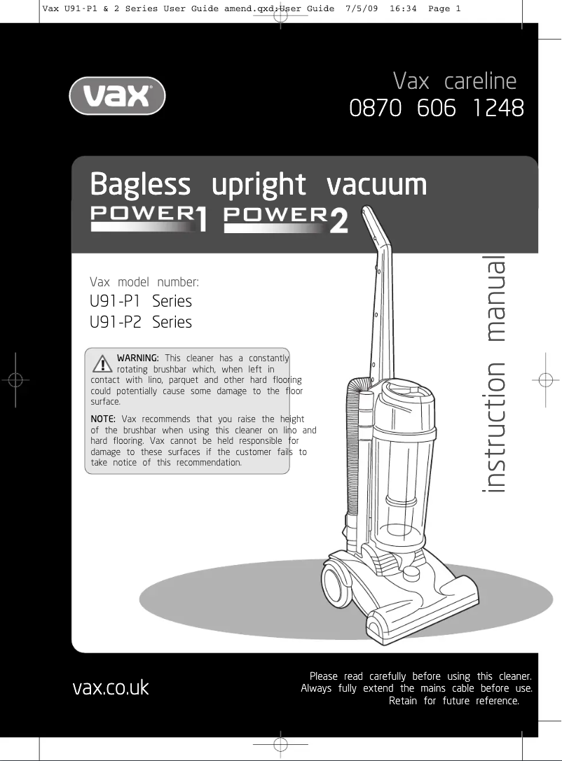 Image de la première page du manuel de l'appareil Power 1 U90-P1-P