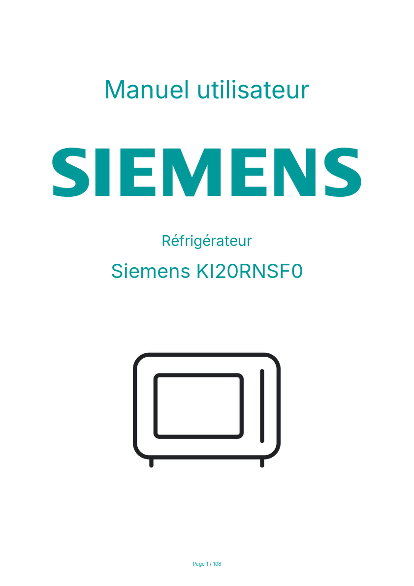 Image de la première page du manuel de l'appareil KI20RNSF0