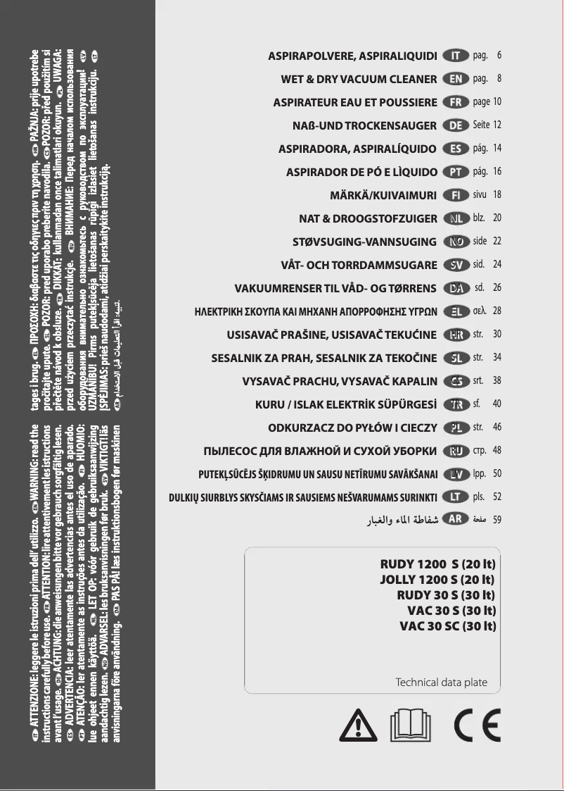 Page 1 de la notice Manuel utilisateur Lavorwash Rudy 1200 S