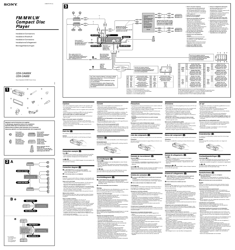 Page 1 de la notice Guide d'installation Sony CDX-CA600X