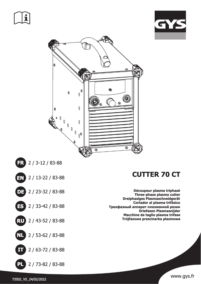 Image de la première page du manuel de l'appareil Cutter 70 CT