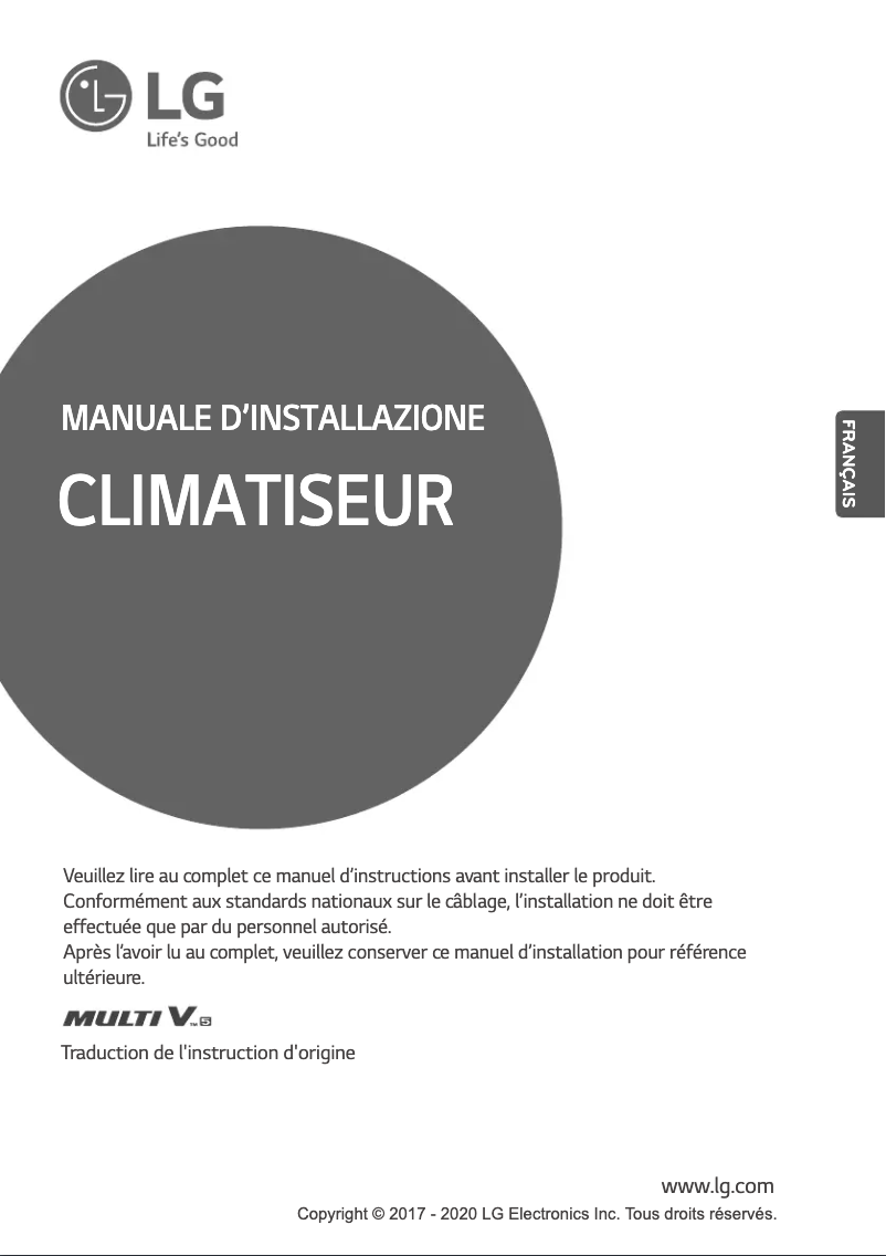 Page n°1 - Guide d'installation LG PRHR033