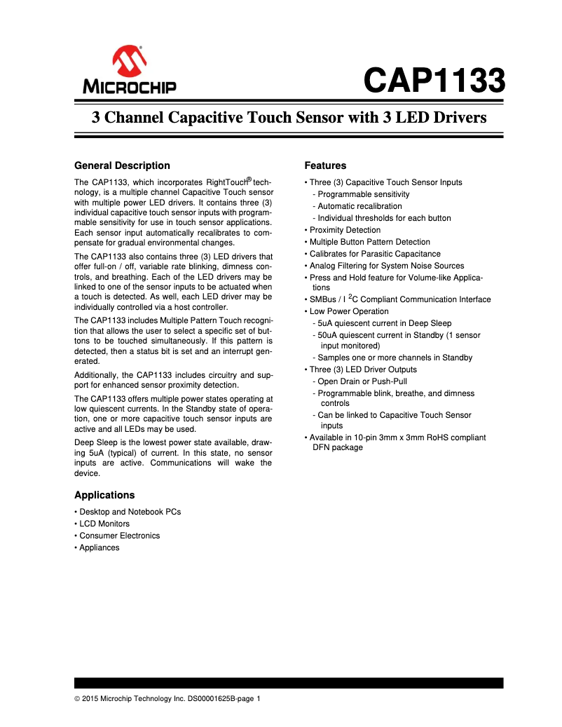 Image de la première page du manuel de l'appareil CAP1133