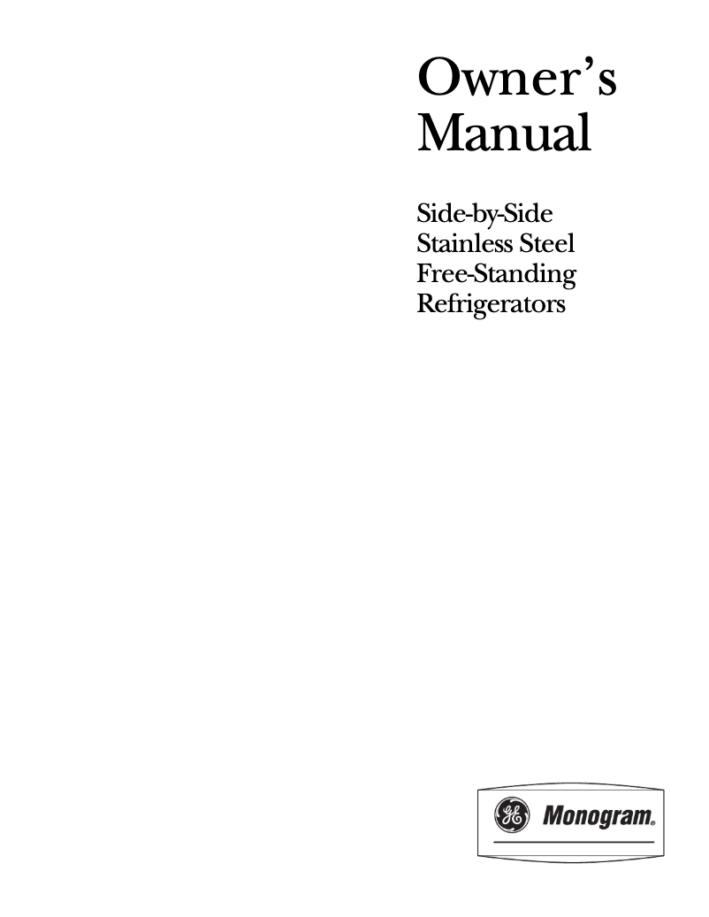 Page 1 of the manual Use and Maintenance Manual GE ZFSB25DTSS
