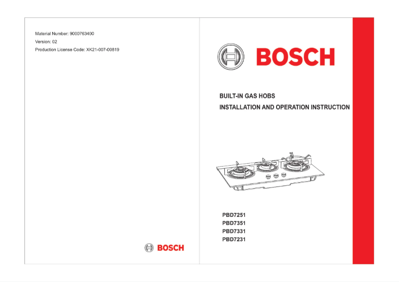 Page 1 de la notice Manuel utilisateur Bosch PBD7232SG