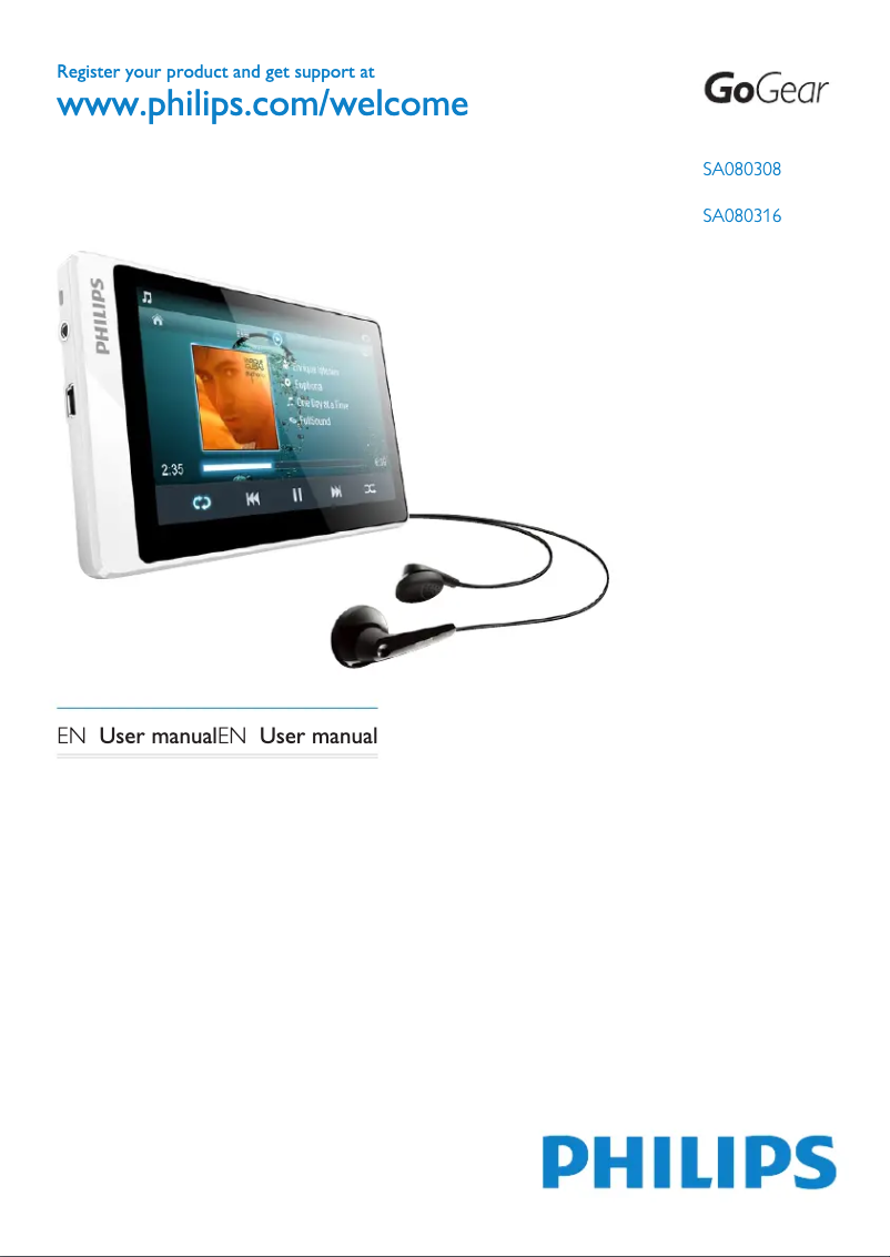 Image de la première page du manuel de l'appareil GoGear SA080308W