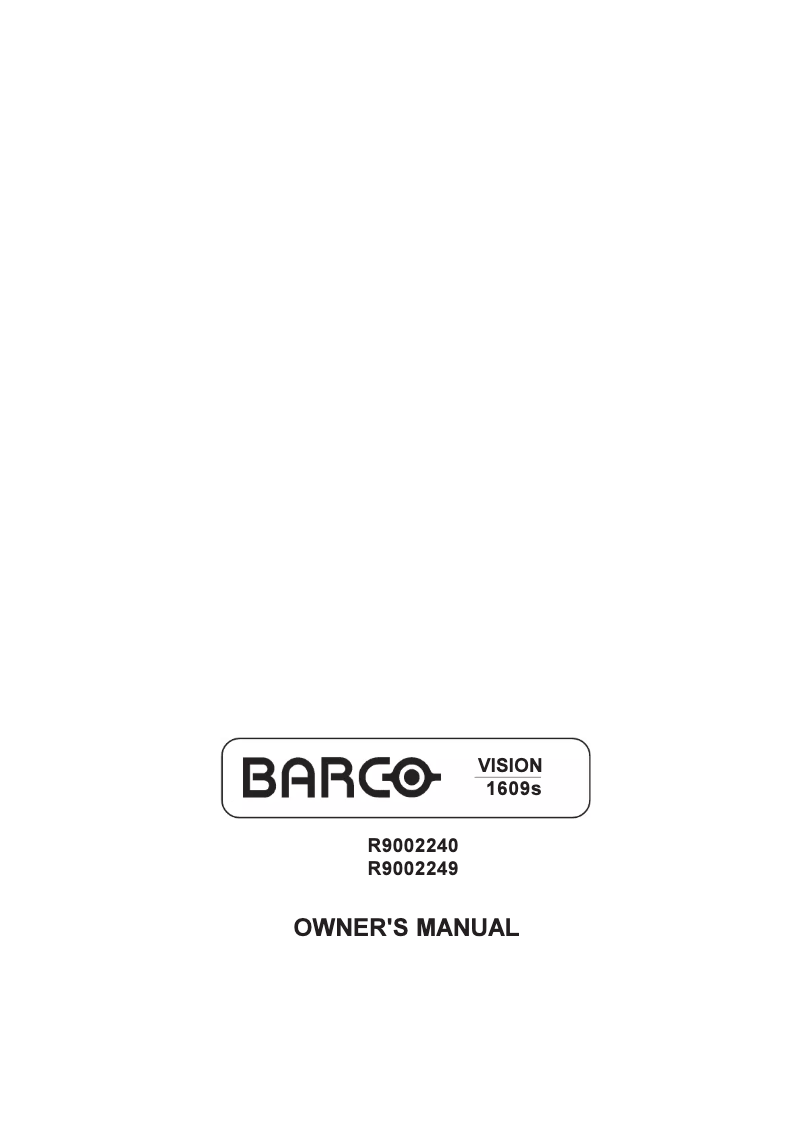 Page 1 de la notice Manuel utilisateur Barco Vision 1609s