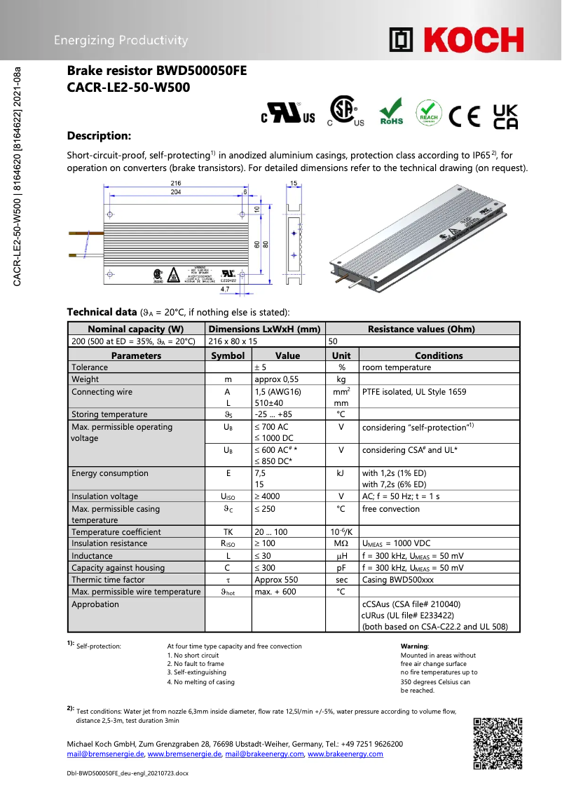 Page 1 de la notice Manuel utilisateur Festo CACR-LE2-50-W500