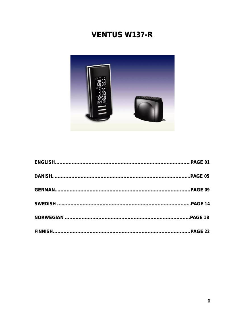 Page n°1 - Manuel utilisateur Ventus W137