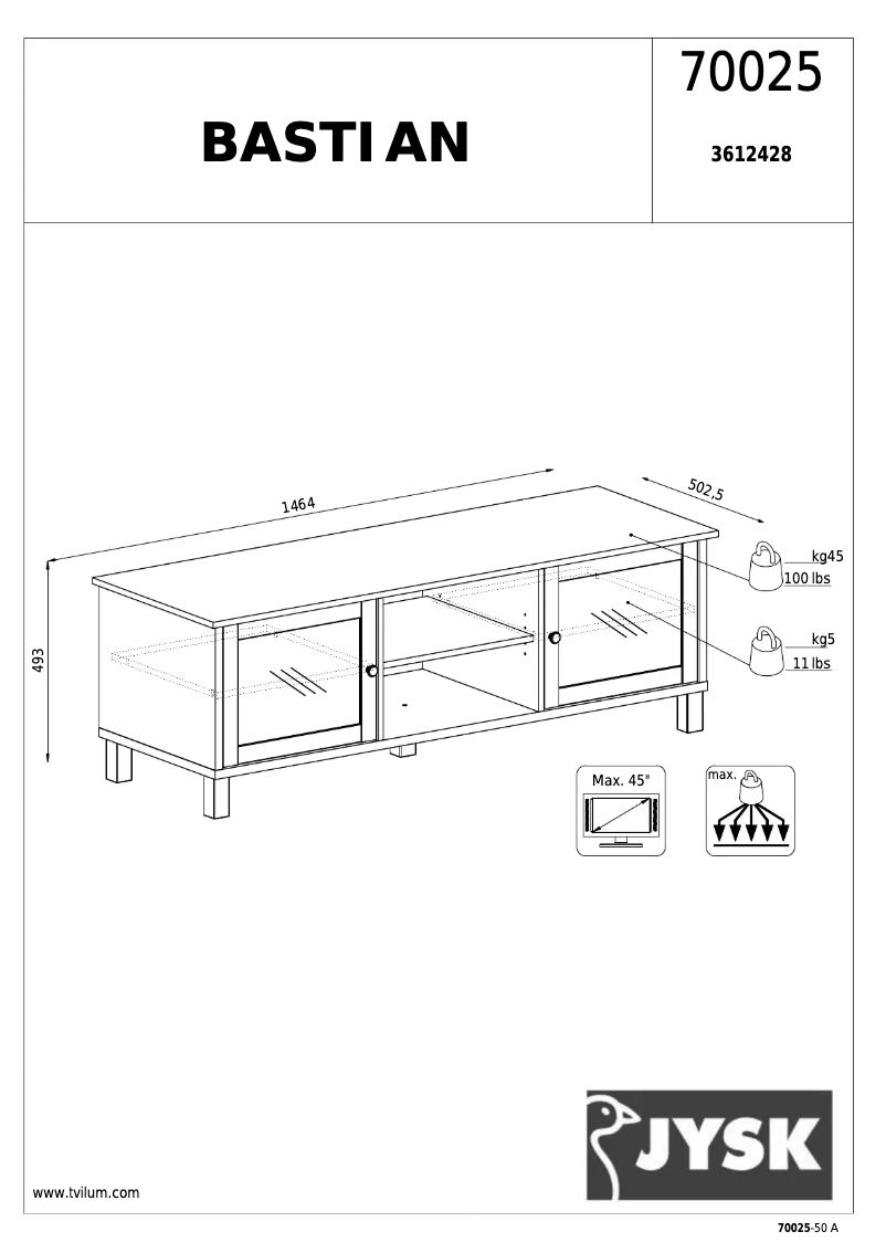 Page 1 de la notice Manuel utilisateur JYSK Bastian