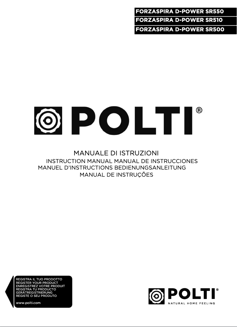 Page 1 de la notice Manuel utilisateur Polti Forzaspira Slim SR500