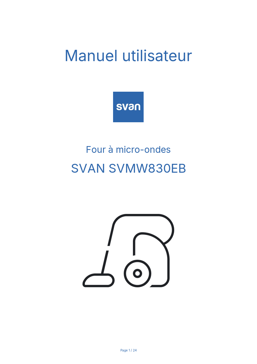 Page n°1 - Manuel utilisateur SVAN SVMW830EB