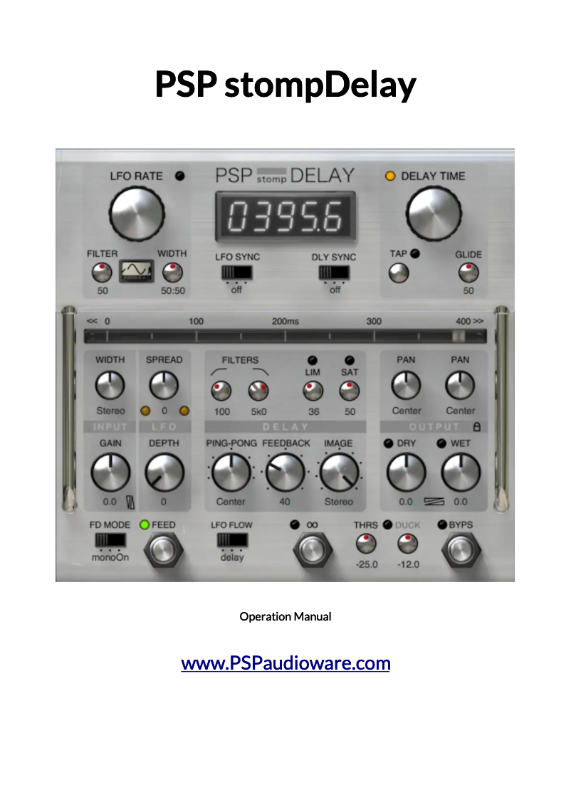 Image de la première page du manuel de l'appareil stompDelay