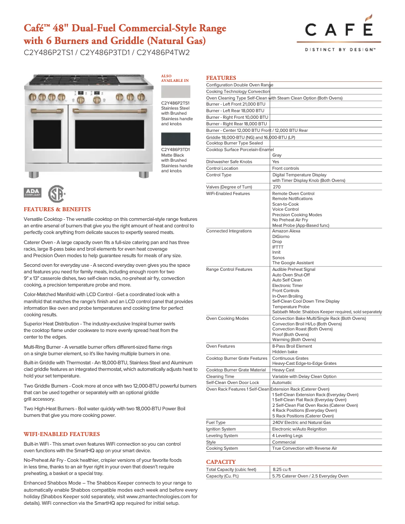 Page n°1 - Fiche technique GE C2Y486P3TD1