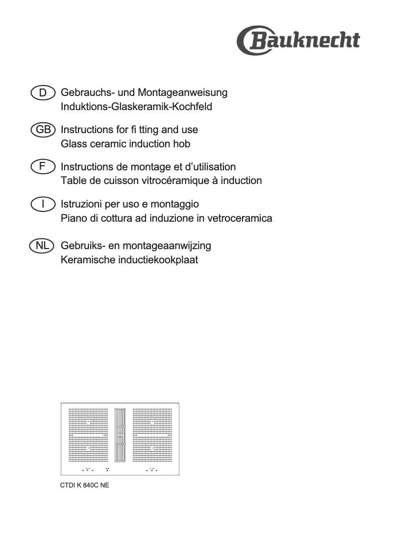 Page 1 de la notice Mode d'emploi Bauknecht CTDI K 840C NE