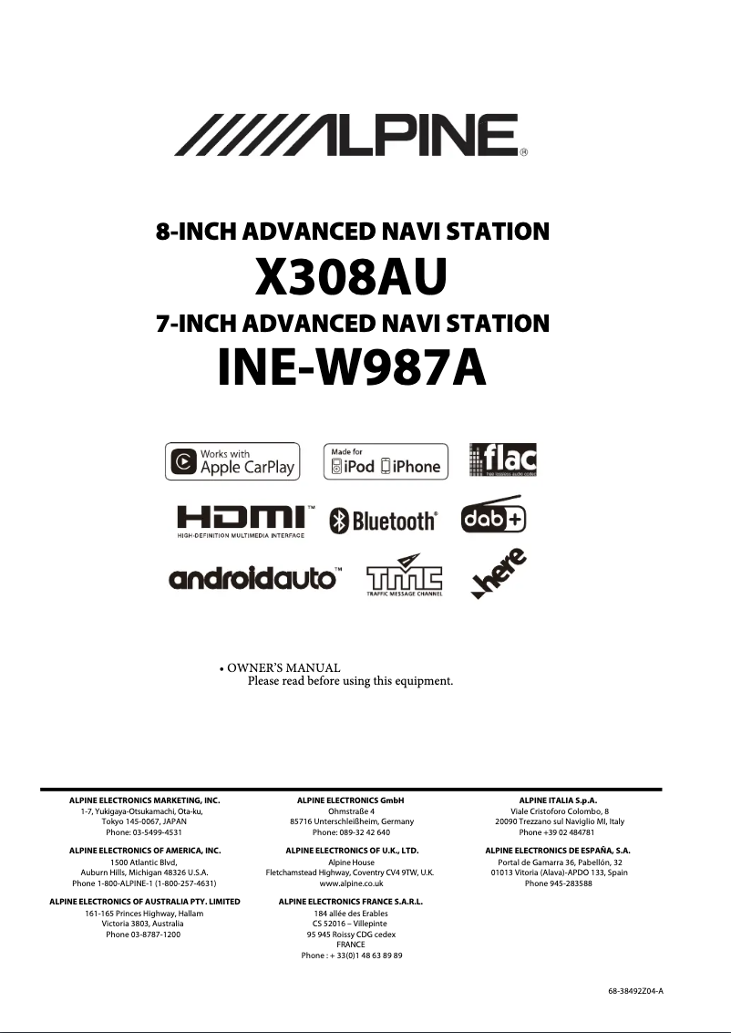 Image de la première page du manuel de l'appareil X308AU