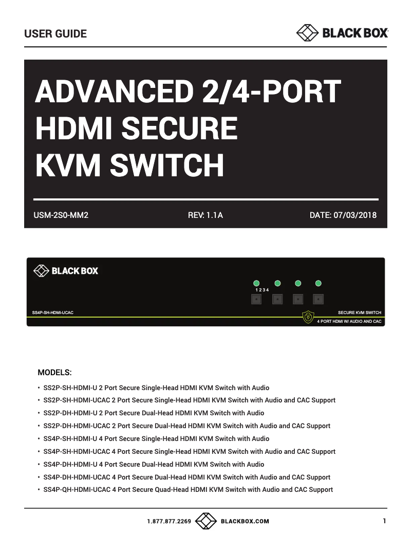 Page n°1 - Manuel utilisateur Black Box SS4P-DH-HDMI-UCAC