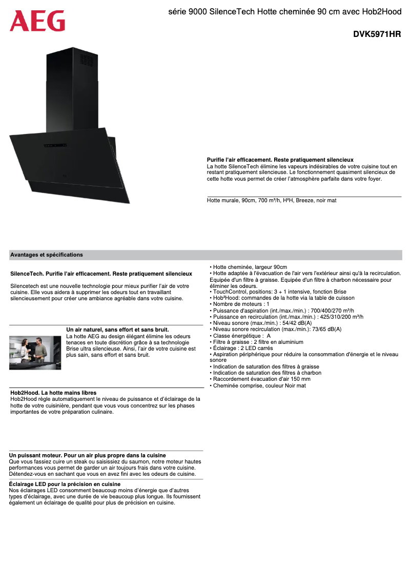 Page 1 de la notice Fiche technique AEG DVK5971HR
