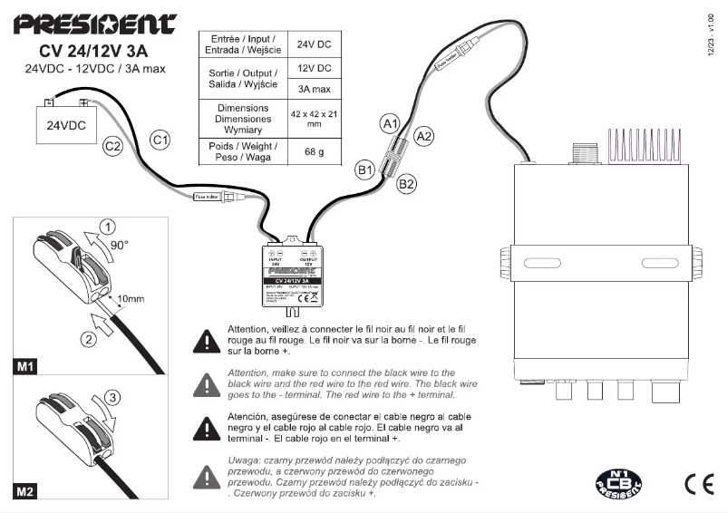 Page 1 de la notice Manuel utilisateur President ACMA113