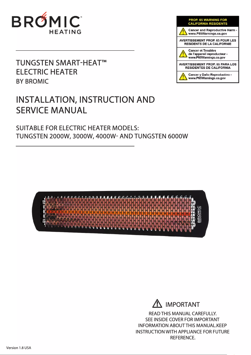 First page image of the manual for Smart-Heat BH0420034