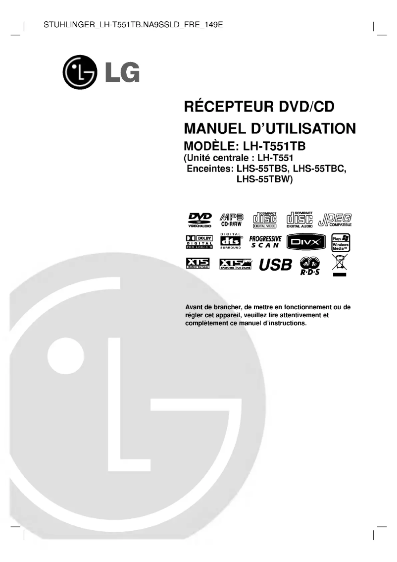 Page 1 de la notice Manuel utilisateur LG LH-T551TB