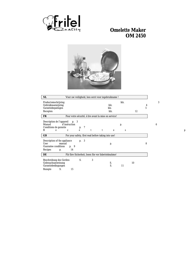 First page image of the manual for OM 2450
