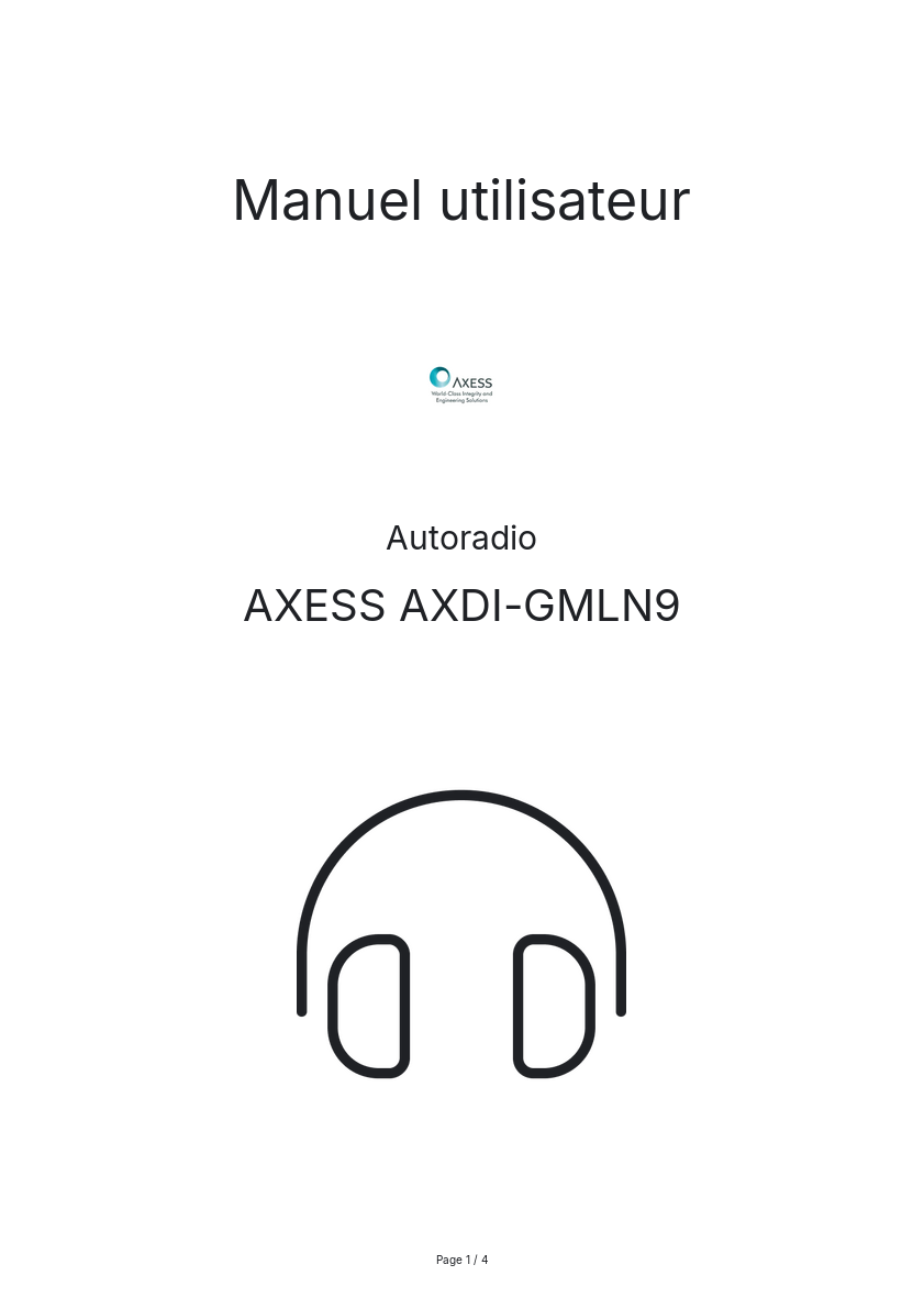 Image de la première page du manuel de l'appareil AXDI-GMLN9