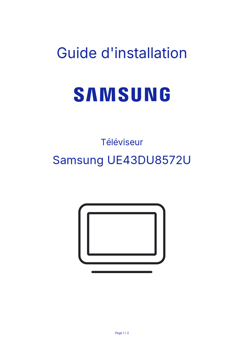 Page n°1 - Guide d'installation Samsung UE43DU8572U