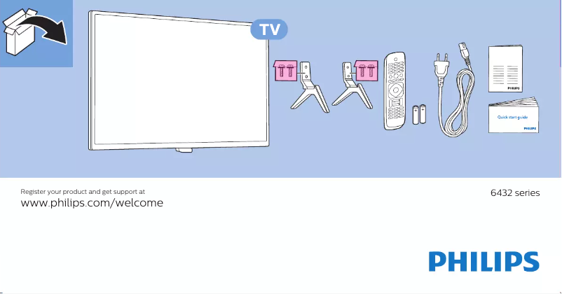 Page 1 de la notice Guide de démarrage rapide Philips 6000 series 55PUS6432