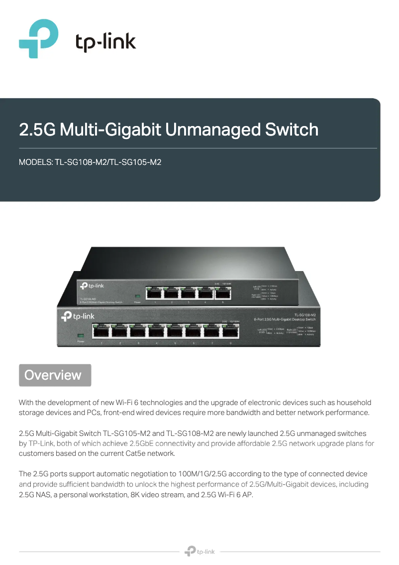 Page n°1 - Guide d'installation TP-Link TL-SG108-M2