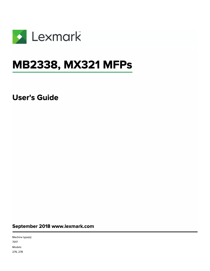 Page 1 de la notice Manuel utilisateur Lexmark MX321adn