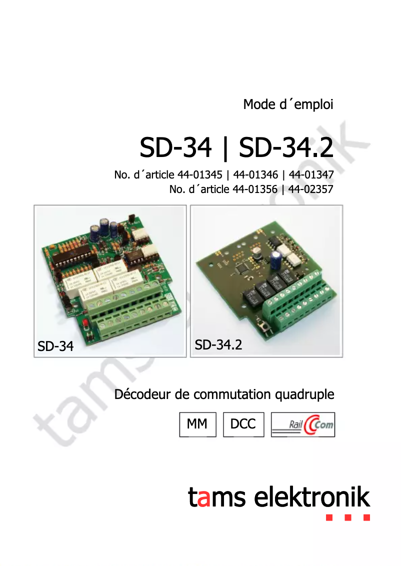 Page n°1 - Manuel utilisateur Tams Elektronik SD-34.2