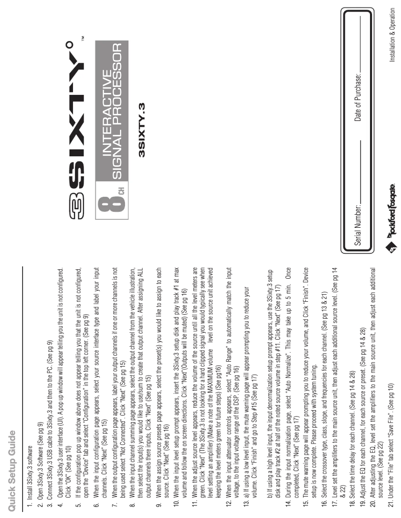 Page n°1 - Manuel utilisateur Rockford Fosgate 3 Sixty.3