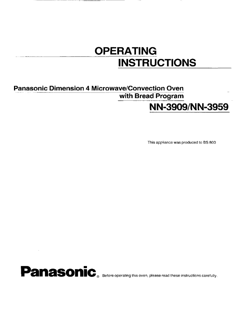 Page n°1 - Manuel utilisateur Panasonic NN-3959