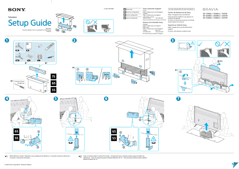 Page 1 de la notice Guide d'installation Sony KD-65X80CJ