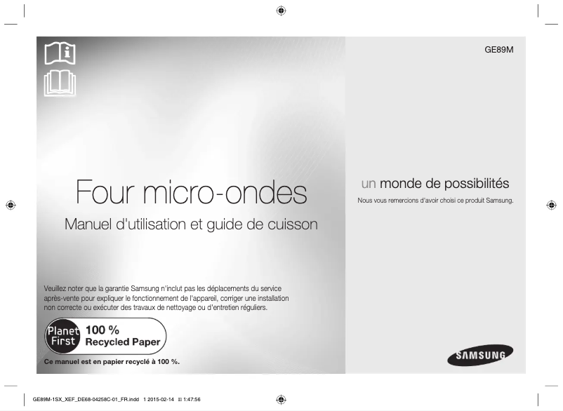 Page n°1 - Manuel utilisateur Samsung GE89M-1SX